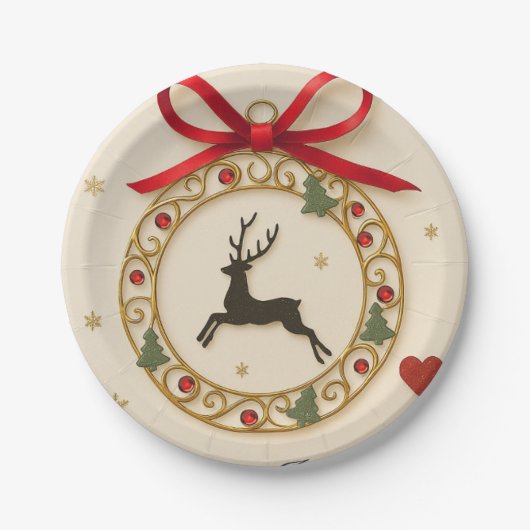 Assiettes En Carton Elegant Reindeer Christmas Party Tableware Plate (Devant)