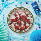 Assiettes En Carton Élégant renne rouge Moose Gold Joyeux Noël (Fête)