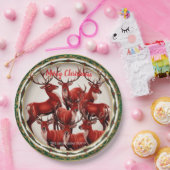 Assiettes En Carton Élégant renne rouge Moose Gold Joyeux Noël (Fête)