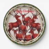 Assiettes En Carton Élégant renne rouge Moose Gold Joyeux Noël (Devant)