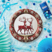 Assiettes En Carton Élégant renne rouge Moose Gold Joyeux Noël (Fête)