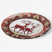 Assiettes En Carton Élégant renne rouge Moose Gold Joyeux Noël (Angle)