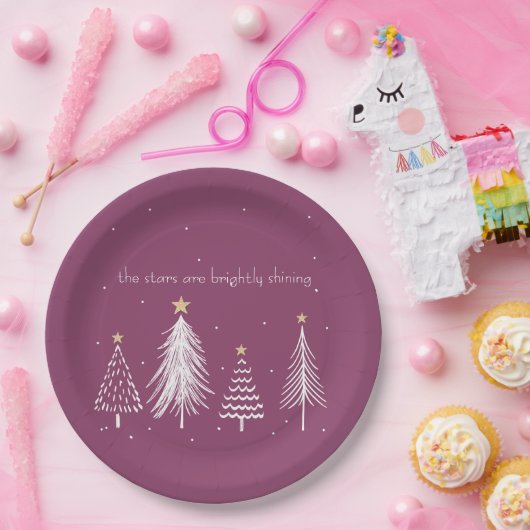 Assiettes En Carton Élégant repas de Noël violet (Fête)