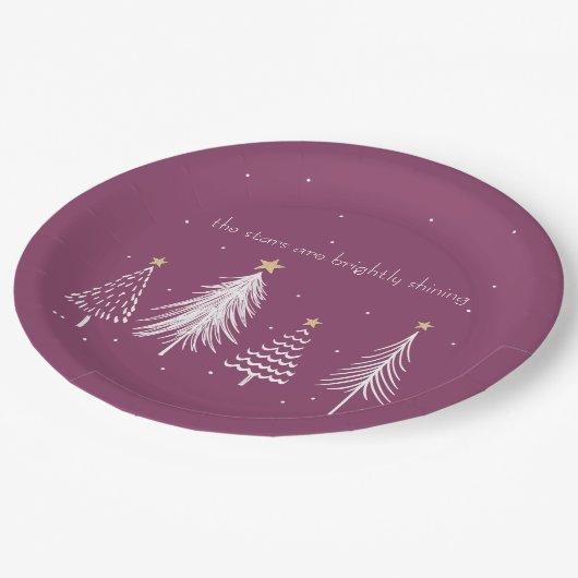 Assiettes En Carton Élégant repas de Noël violet (Angle)