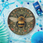 Assiettes En Carton Elégant rétro bumblebee boho botanique floral art (Fête)