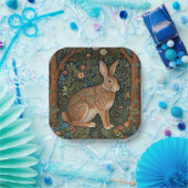 Assiettes En Carton Élégant retro lapin boisé boisé fleuri (Fête)