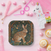 Assiettes En Carton Élégant retro lapin boisé boisé fleuri (Fête)