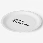 Assiettes En Carton Élégant Retro Moderne Lettrage | Noir modifiable (Angle)