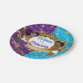 Assiettes En Carton Élégant Révélation Royale Africaine Violet & Bleu  (Angle)