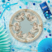 Assiettes En Carton Elégant Rococo Cherub Cloud Papier bleu Plaque (Fête)