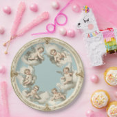 Assiettes En Carton Elégant Rococo Cherub Cloud Papier bleu Plaque (Fête)