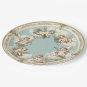 Assiettes En Carton Elégant Rococo Cherub Cloud Papier bleu Plaque (Angle)