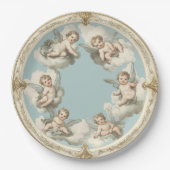 Assiettes En Carton Elégant Rococo Cherub Cloud Papier bleu Plaque (Devant)