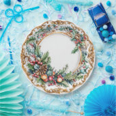 Assiettes En Carton Elegant Rococo Foliage Holiday Dining (Fête)