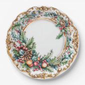 Assiettes En Carton Elegant Rococo Foliage Holiday Dining (Devant)