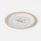 Assiettes En Carton Élégant Romantique Blanc Or Mariage Chic Monogramm (Angle)