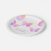 Assiettes En Carton Elégant rose Aquarelle Papillon 1er anniversaire (Angle)