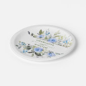 Assiettes En Carton Elégant Rose bleu Eucalyptus Mariage floral (Angle)