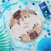 Assiettes En Carton Elégant Rose Bourgogne Parties scintillant or Mari (Fête)