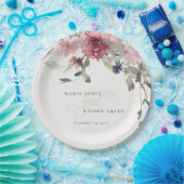 Assiettes En Carton Élégant Rose Dusky Blush Fleur sauvage Floral Mari (Fête)