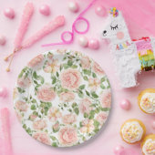 Assiettes En Carton Elégant Rose Garden (Fête)