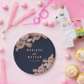 Assiettes En Carton Élégant Rose Gold et Marine Floral Mariage Napkins (Fête)