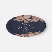 Assiettes En Carton Élégant Rose Gold et Marine Floral Mariage Napkins (Angle)