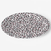 Assiettes En Carton Élégant Rose Léopard Noir Motif (Angle)