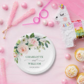 Assiettes En Carton Élégant rose pâle Fleurs Floral Boho Mariage (Fête)