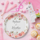 Assiettes En Carton Élégant rose Peach Floral Mariage (Fête)