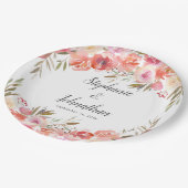 Assiettes En Carton Élégant rose Peach Floral Mariage (Angle)