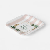 Assiettes En Carton Elégant rose rayures tropicale girly nuptiale douc (Angulaire)