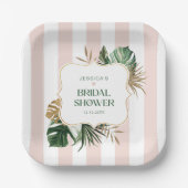 Assiettes En Carton Elégant rose rayures tropicale girly nuptiale douc (Recto)