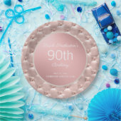 Assiettes En Carton Elégant Rose Rose Gold 90e anniversaire (Fête)