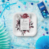 Assiettes En Carton Élégant rose rose rose gris foncé Feuille Mariage  (Fête)