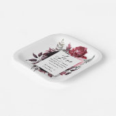 Assiettes En Carton Élégant rose rose rose gris foncé Feuille Mariage (Angulaire)