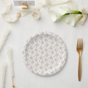 Assiettes En Carton Élégant rose Roses Fleurs Motif