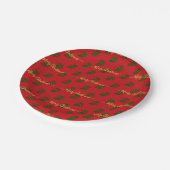 Assiettes En Carton Élégant Rouge Custom Christmas Holly (Angle)