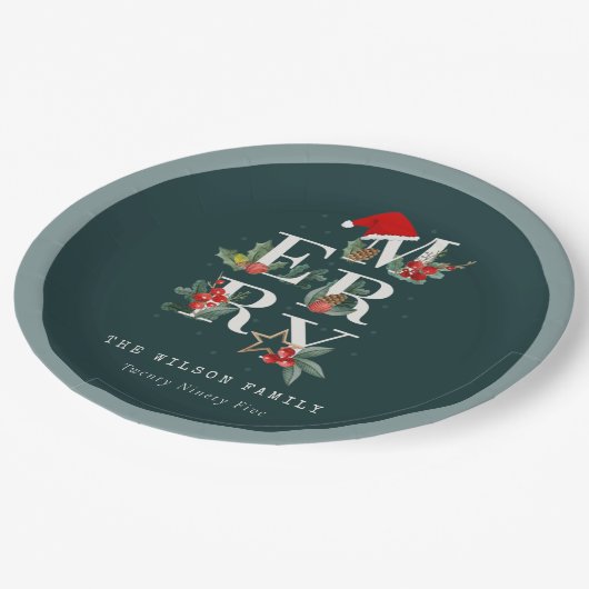 Assiettes En Carton Élégant Rouge Vert Blanc Joyeux Noël Folio (Angle)