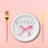 Assiettes En Carton Élégant Ruban rose vaches et Baby shower bébé fill