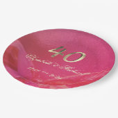 Assiettes En Carton Elégant Ruby Red Pink Gold 40e anniversaire (Angle)