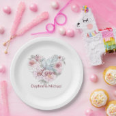 Assiettes En Carton Elegant Rustic Pink Moderne Chic Heart Script (Fête)