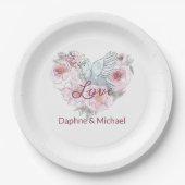Assiettes En Carton Elegant Rustic Pink Moderne Chic Heart Script (Devant)