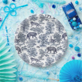 Assiettes En Carton Élégant Rustique Blue Forest Animaux Toile (Fête)