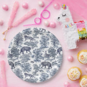 Assiettes En Carton Élégant Rustique Blue Forest Animaux Toile (Fête)