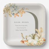 Assiettes En Carton Elégant Rustique Citrouille d'automne Arch Mariage (Recto)