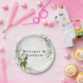 Assiettes En Carton Élégant Rustique Eucalyptus Feuille Mariage rose (Fête)