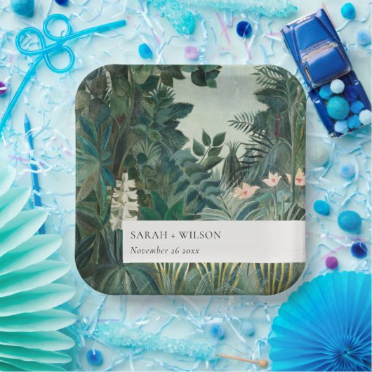 Assiettes En Carton Élégant Rustique Exotique Tropical Mariage de forê (Fête)