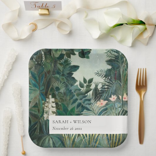 Assiettes En Carton Élégant Rustique Exotique Tropical Mariage de forê (Mariage)