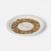 Assiettes En Carton Élégant Rustique Thanksgiving Wreath Feuilles d'au (Angle)